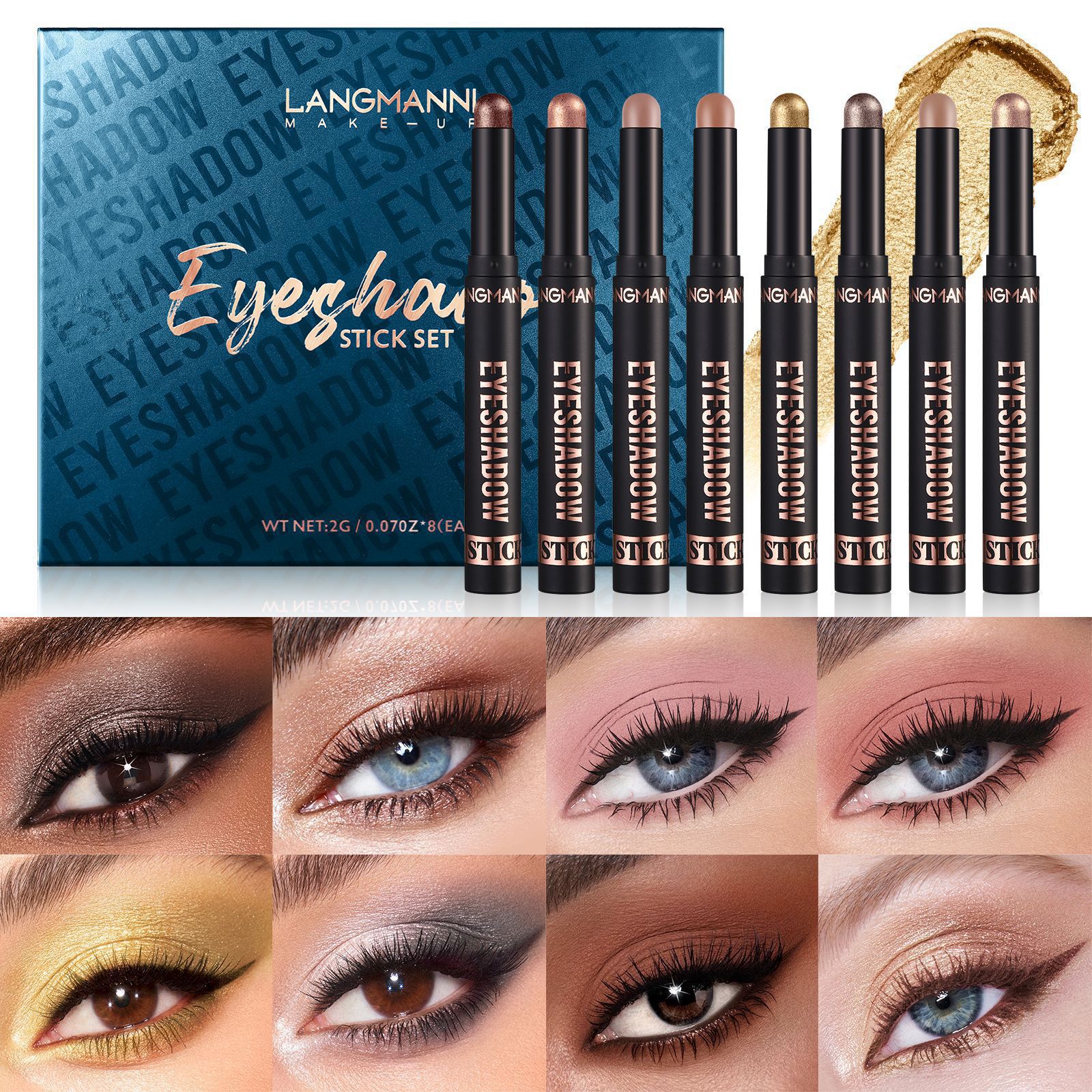 LANGMANNI's new eyeshadow stick set is water-resistant and less prone to smudging, making it a cross-border exclusive product details Picture