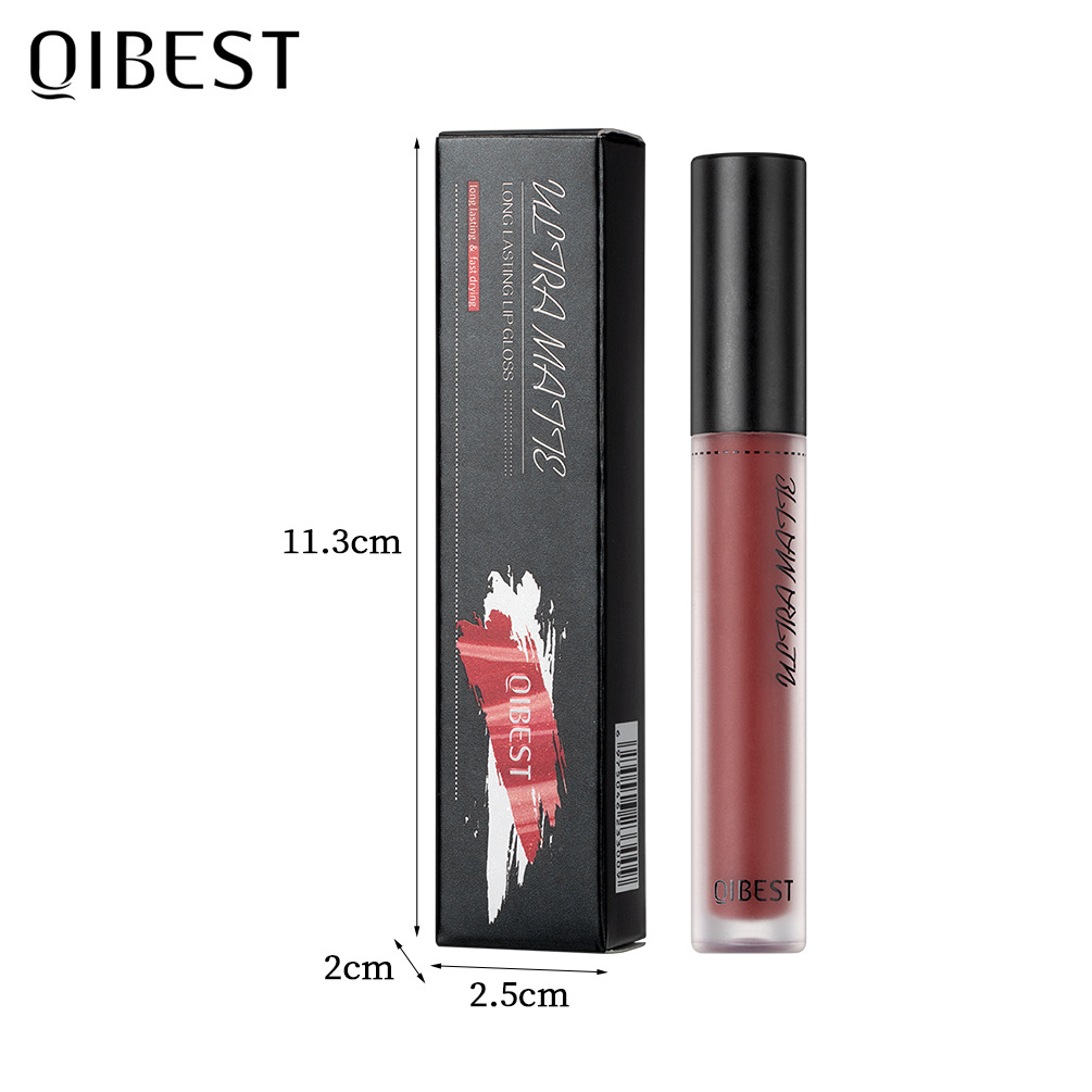 QIBEST matte lip gloss does not stick to cups, does not fade, is a long-lasting liquid that moisturizes lipstick and is easy to apply. It is a lip gloss makeup Item Picture