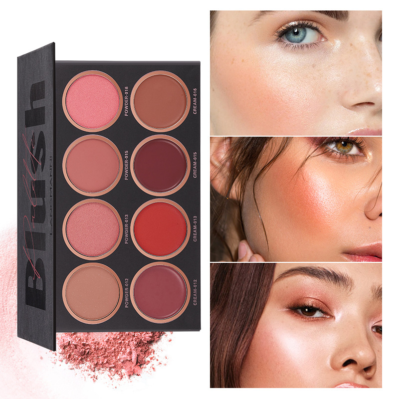 Langmanni Eight-color matte Blush High Disc brightens skin tone Natural Blush Plate Blush Cream full figure