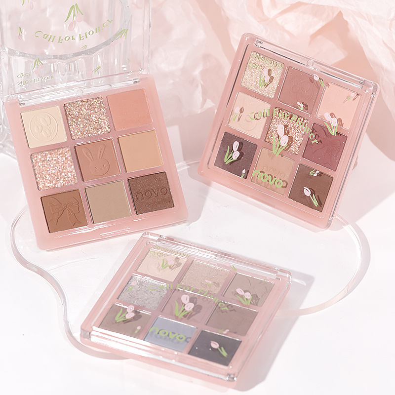 NOVO Moon Falling Star Sinking Nine-color Eyeshadow, pearl sparkling, matte, low saturation, daily nude makeup, earth tones, compact and portable full figure