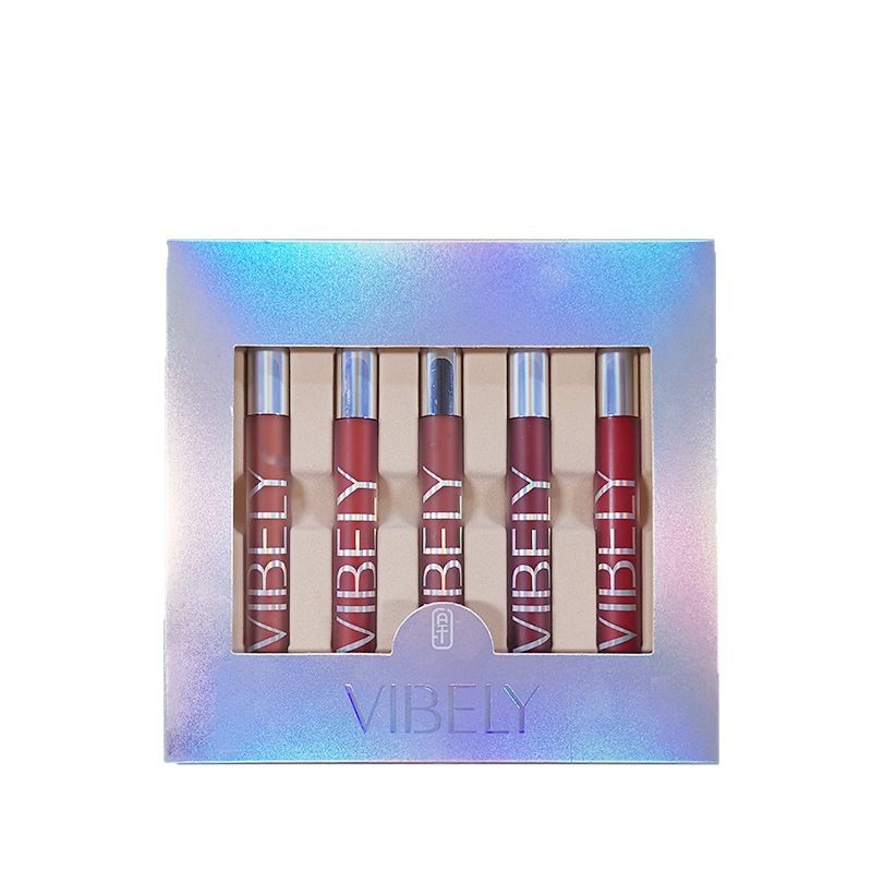 VIBELY Matte Air Lip Gloss Set, non-stick Cup Velvet Lip Gloss Five-piece Gift set for export Item Picture