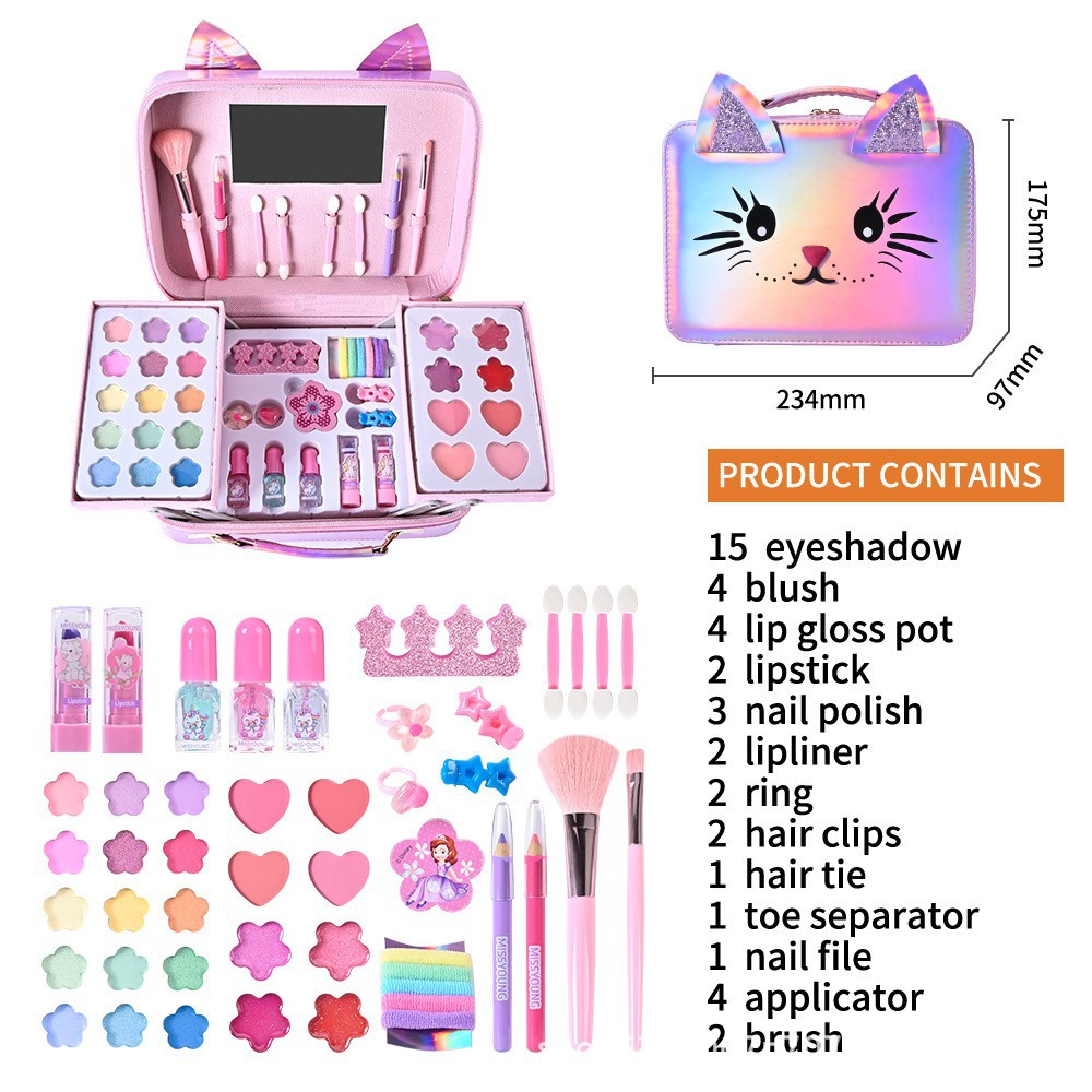 Miss Young Cross-border Best-selling portable girl reusable PU pink cosmetic makeup Set Gift Application Scenario