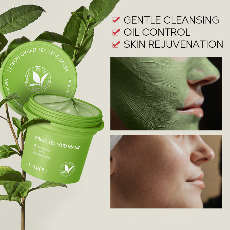 Cross-border new product laikou Green Tea Mud Mask 100g Cleansing, hydrating and Moisturizing Mask mud wholesale details Picture