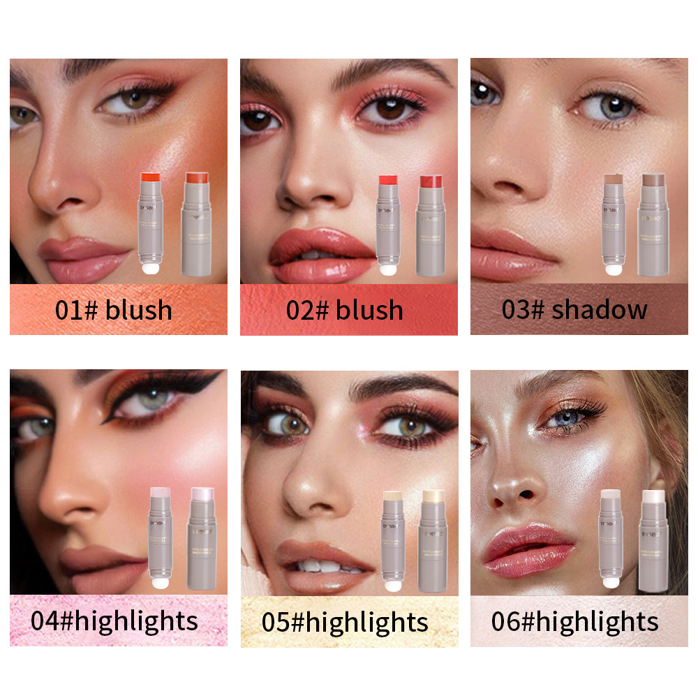 ENGBO's new contouring stick: Amazon's best-selling 6-color double-headed high-gloss stick, brightening blush stick, and three-dimensional shadow stick details Picture