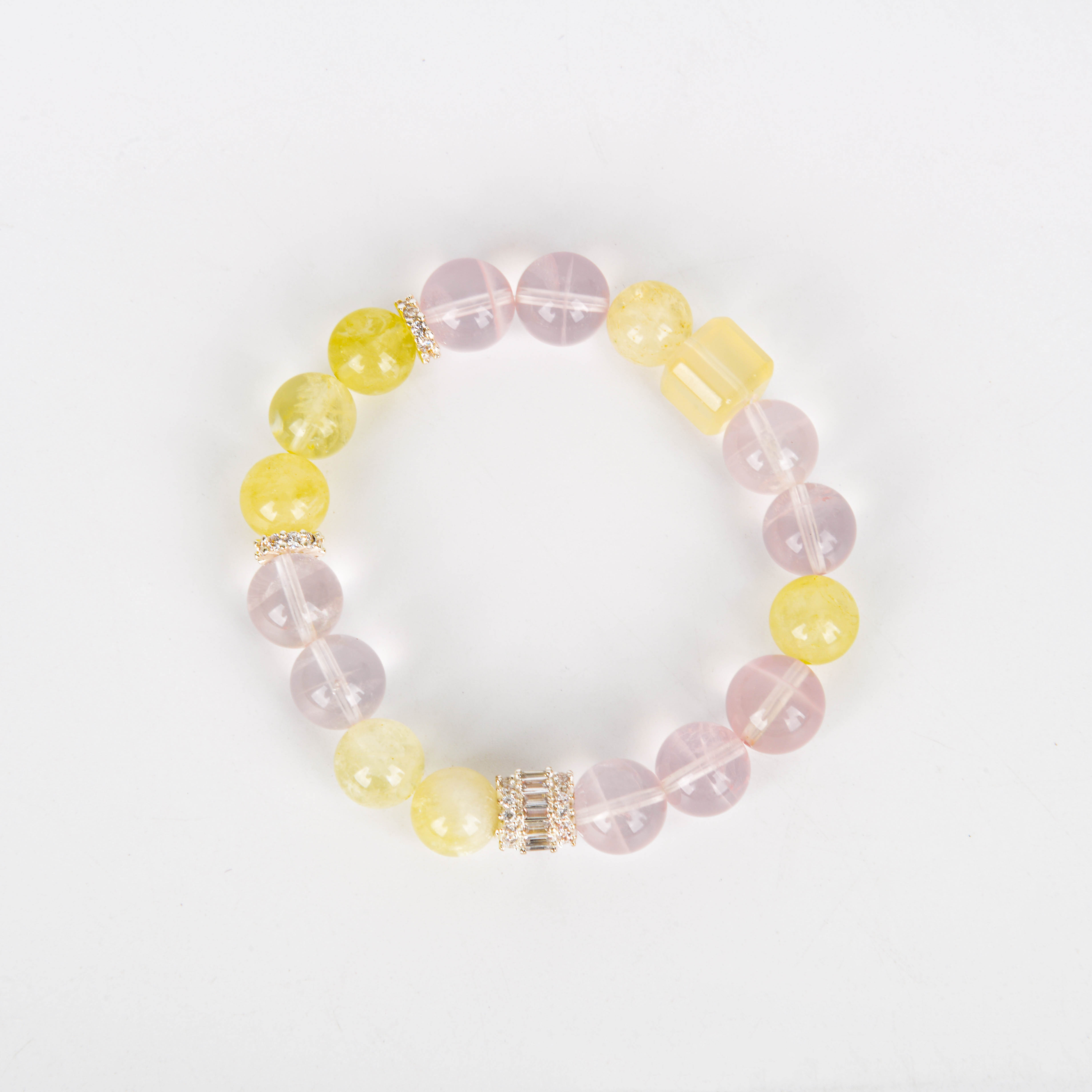 天然黄水晶冰种粉晶原创手链九尾球狐直播间女新中式水晶手串