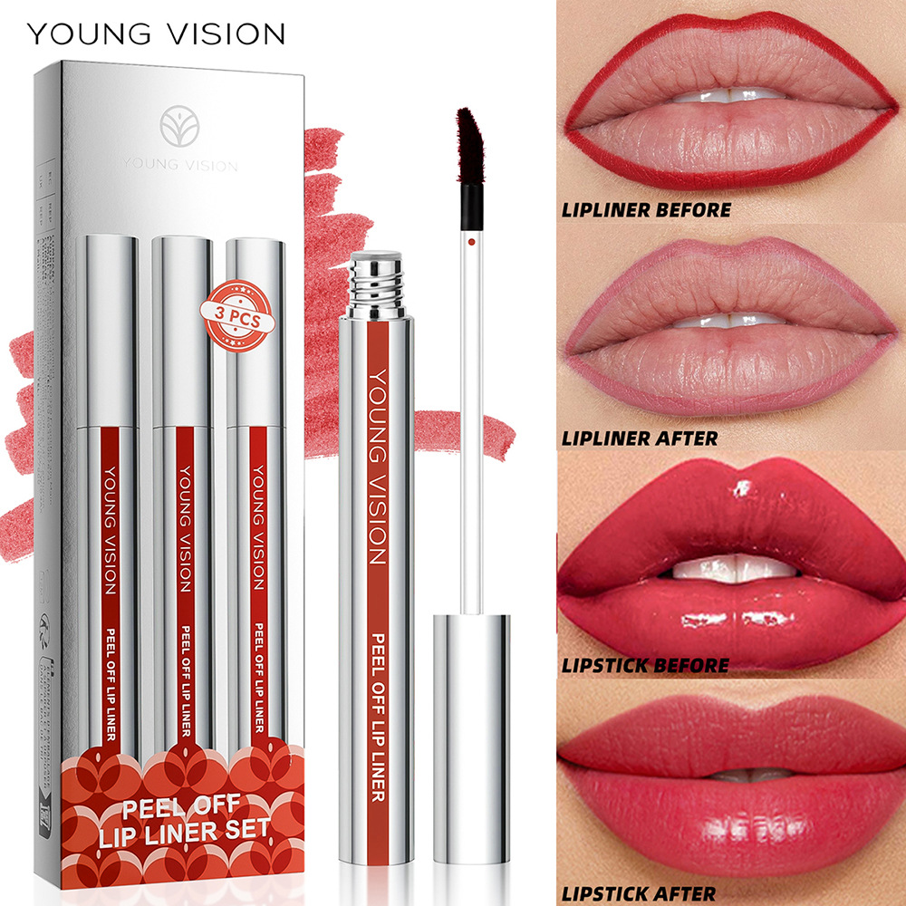 YOUNG VISION 3-piece peel-off lip liner pen, with a matte finish that is not prone to smudging and smoothing the lips Specification drawing