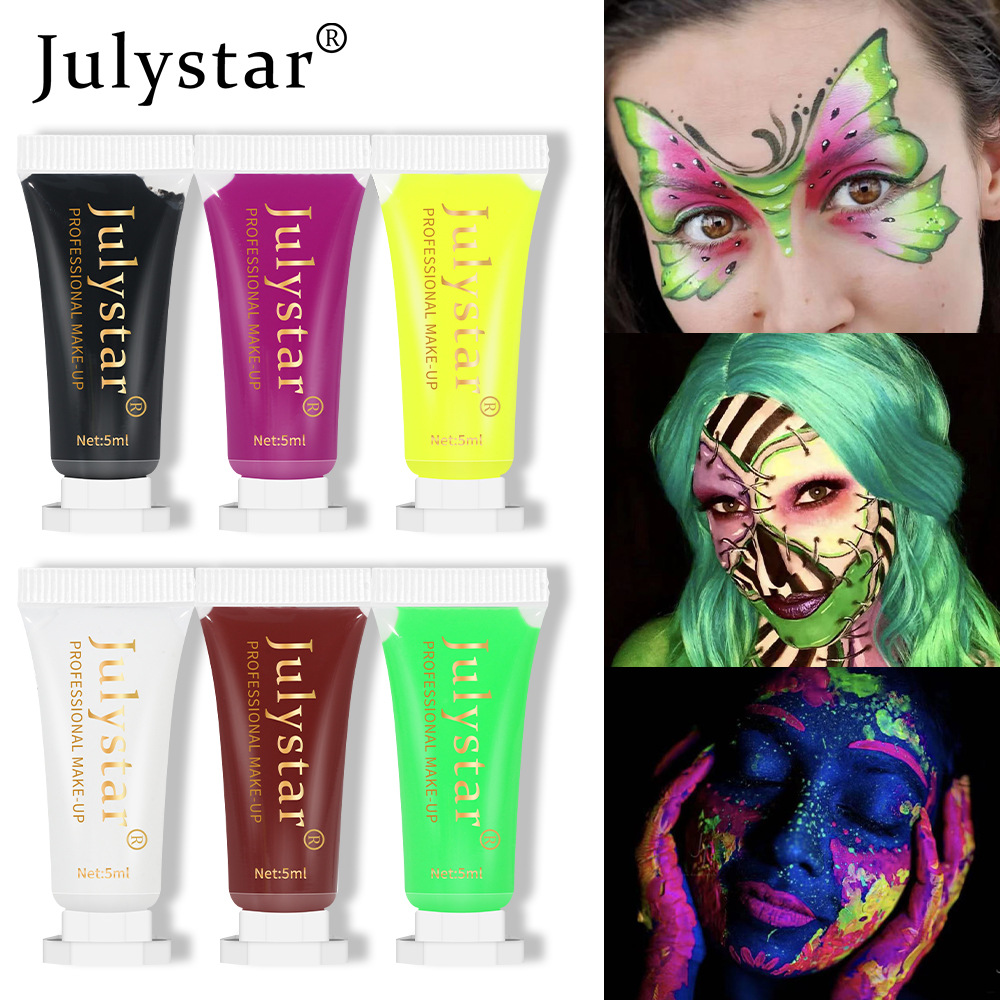 Julystar Halloween Human Face Painting Cream Dramatic Water-Soluble Fluorescent Graffiti Paint full figure