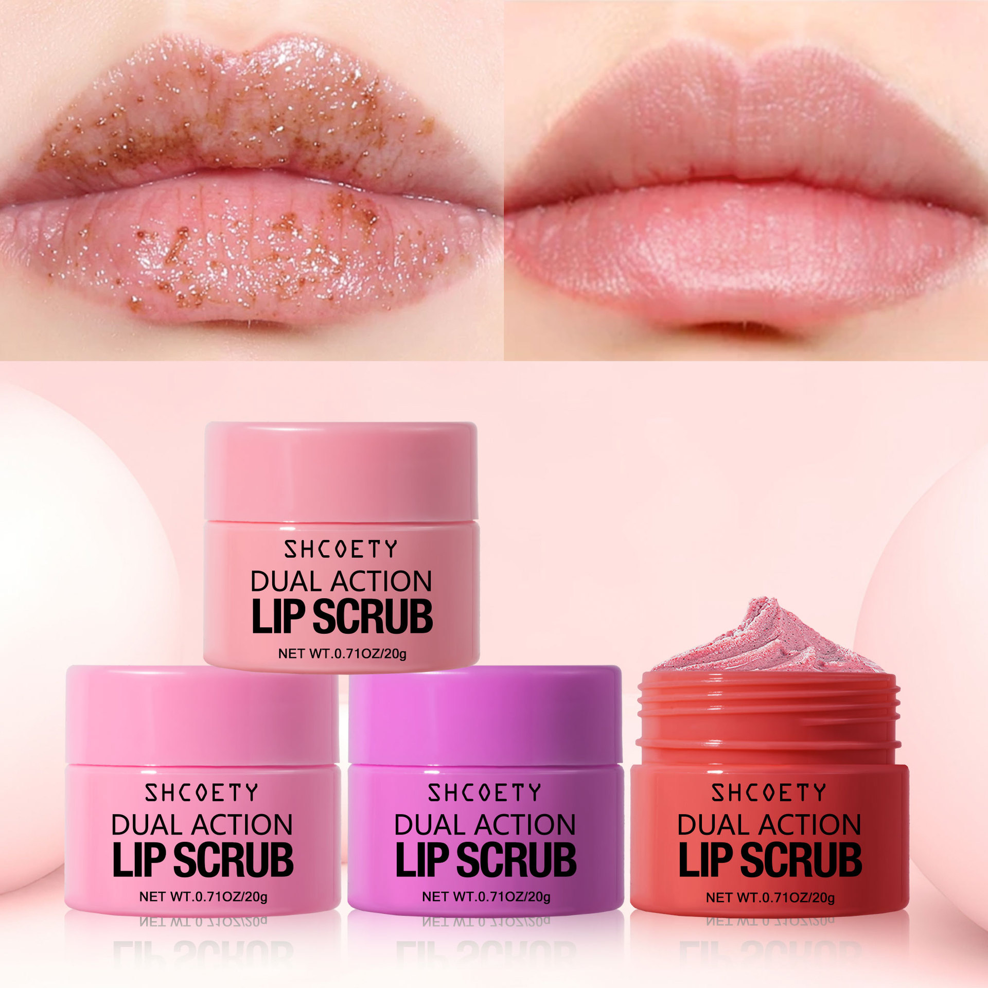 SHCOETY Cross-border Lip Scrub Set Exfoliating, Exfoliating, Moisturizing and Nourishing Lip balm for export details Picture