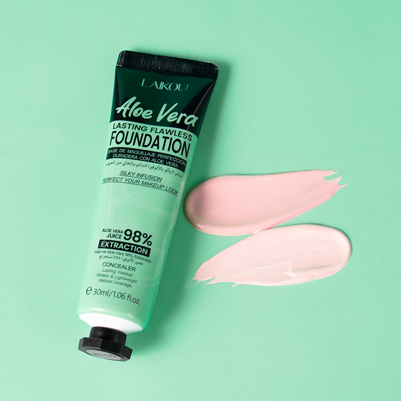 Cross-border LAIKOU Aloe Vera Foundation Two-color to cover blemishes and beautify the skin, plant extract manufacturer in stock full figure
