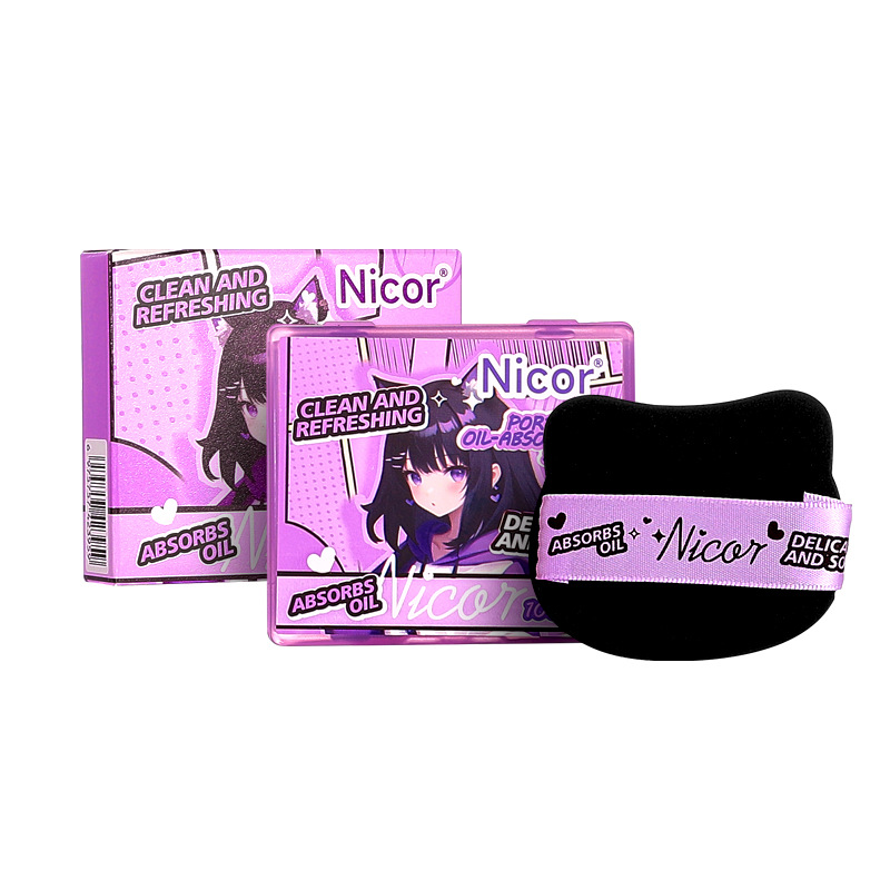 Summer Nicor Bamboo Charcoal oil-absorbing Paper Facial Powder puff with mirror for students to keep their faces refreshing and portable Item Picture