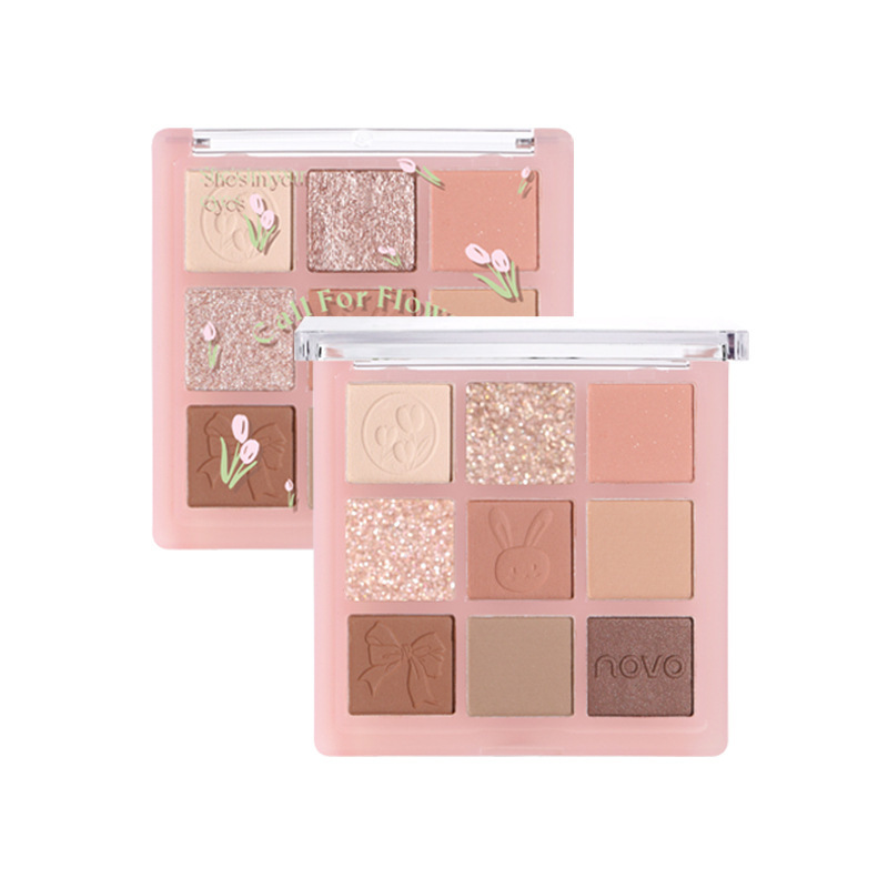 NOVO Moon Falling Star Sinking Nine-color Eyeshadow, pearl sparkling, matte, low saturation, daily nude makeup, earth tones, compact and portable Item Picture
