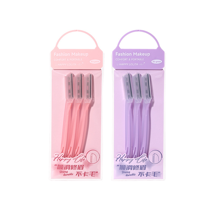 LMLTOP 3 Beginner's decorative eyebrow knives with protective mesh stainless steel eyebrow scraper tools LLT04 Item Picture