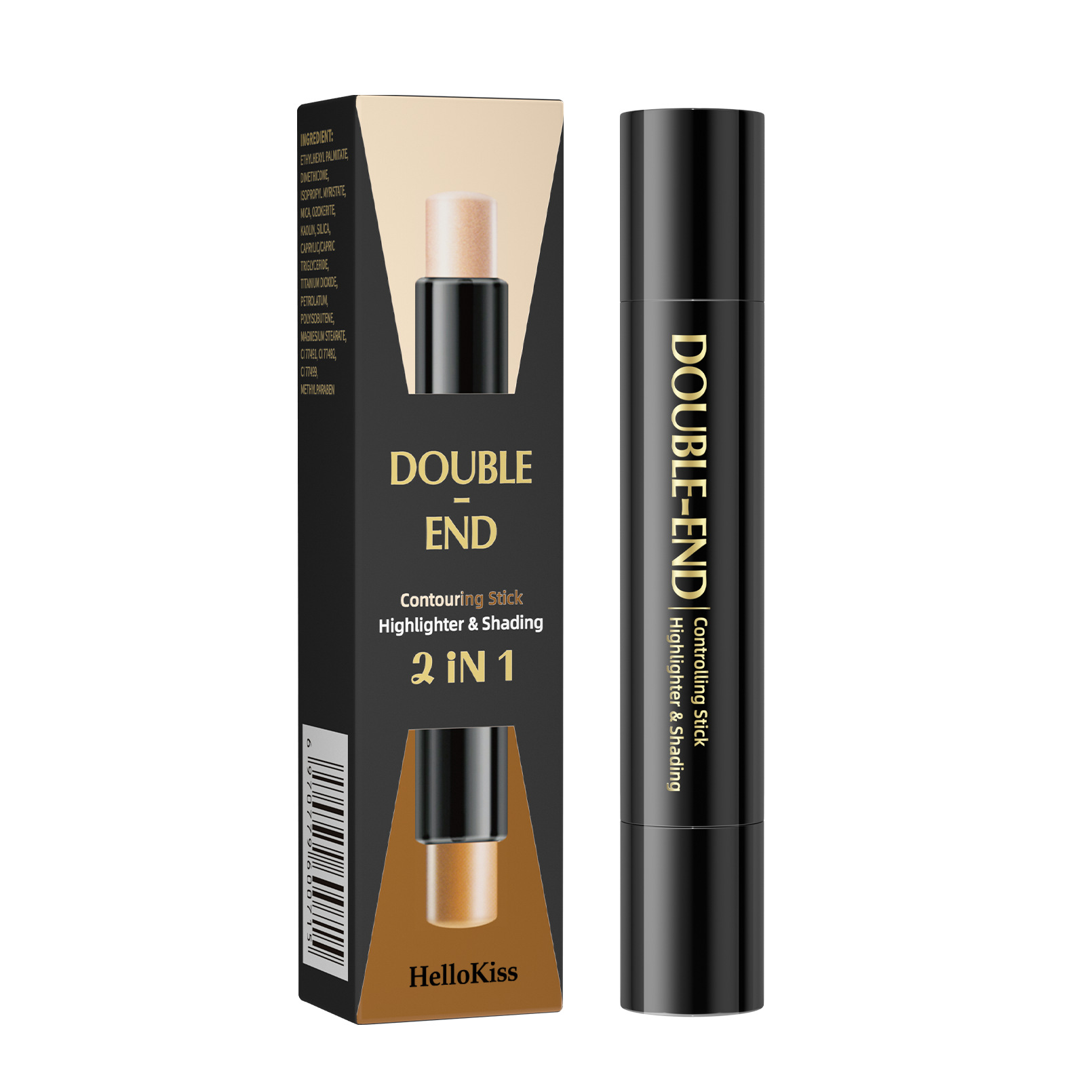 HelloKiss Double-headed Highlighter Contouring Stick, pearlescent three-dimensional, naturally brightening and modifying facial shadows, cross-border makeup Item Picture