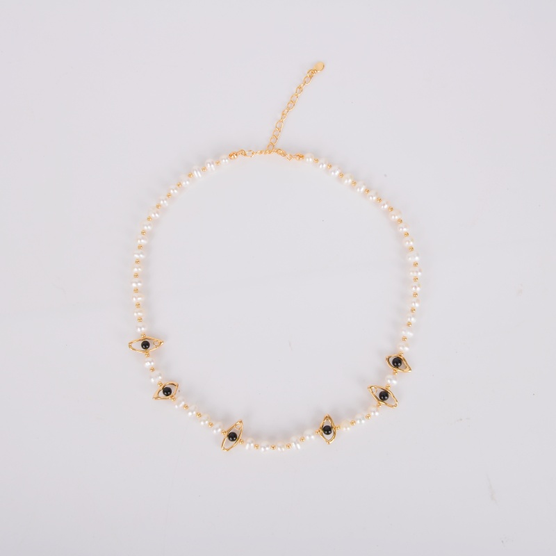 S925纯银珍珠黑玛瑙项链女小众设计轻奢风高级感饰品颈链