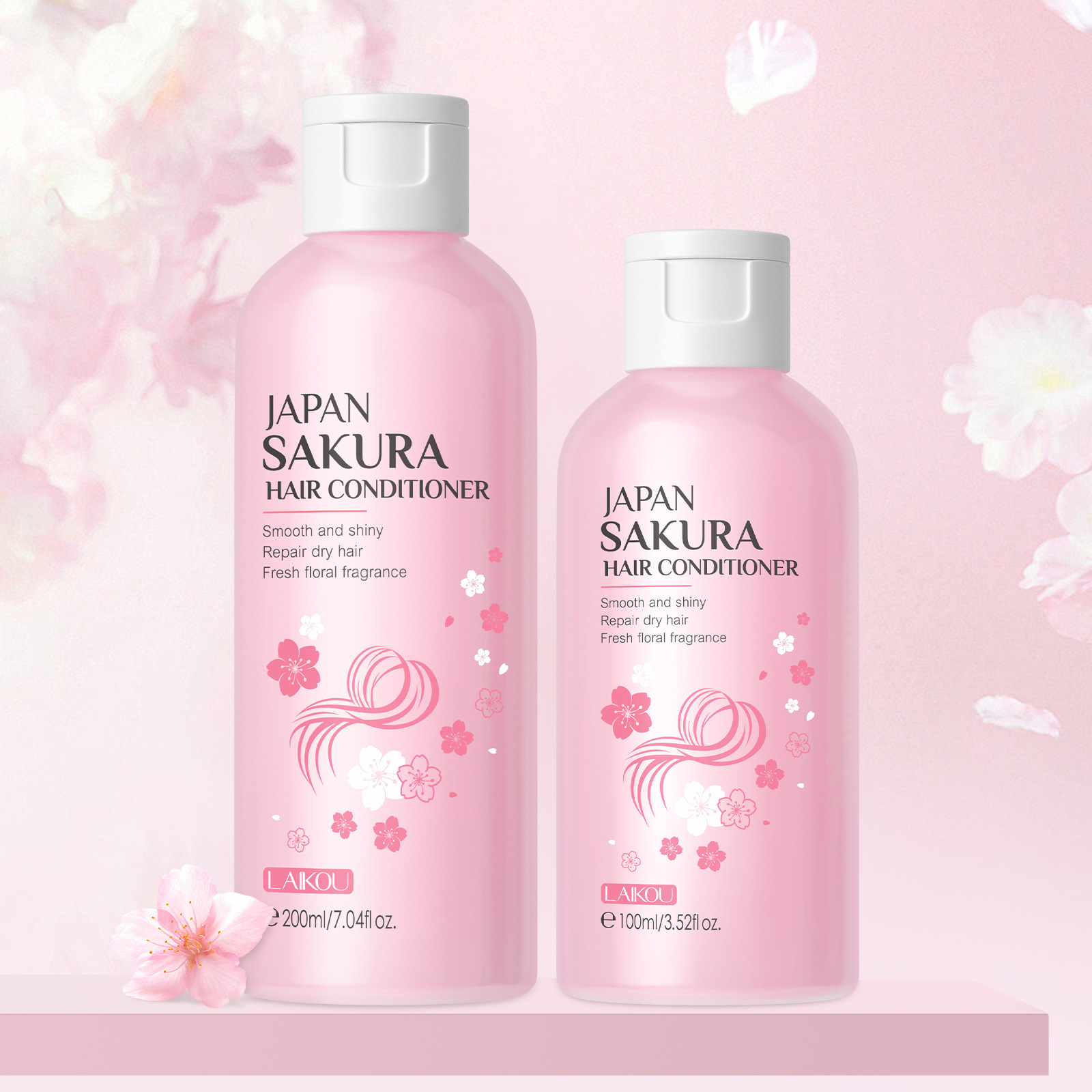 Cross-border LAIKOU Cherry Blossom Conditioner 200ml, smooth, lustrous, Moisturizing and improving frizz, factory in stock wholesale details Picture