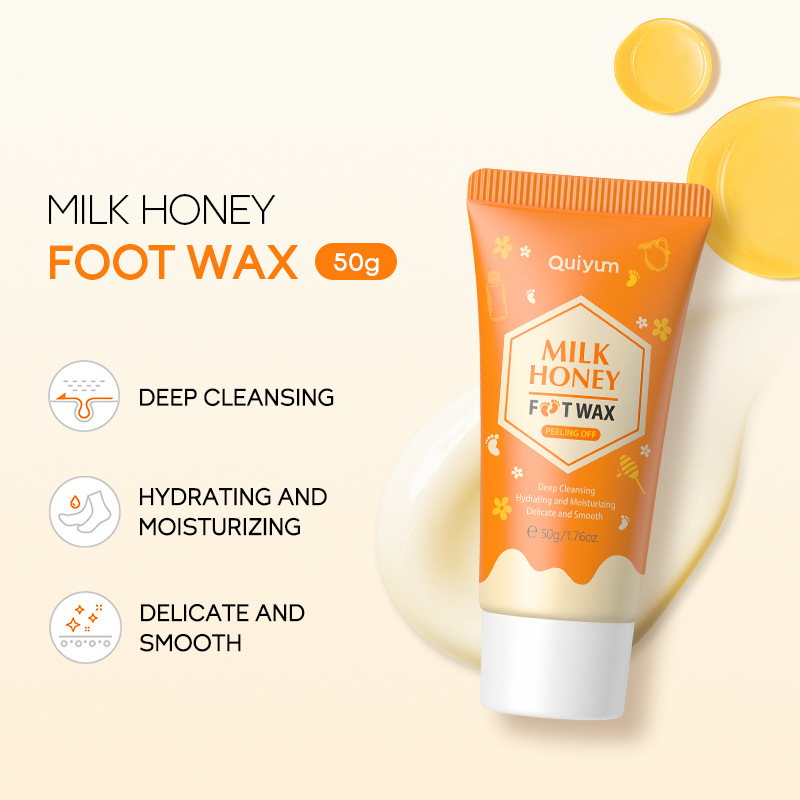 Cross-border QUIYUM milk and honey peel-off foot wax e foot care keratin manufacturer's wholesale in stock details Picture