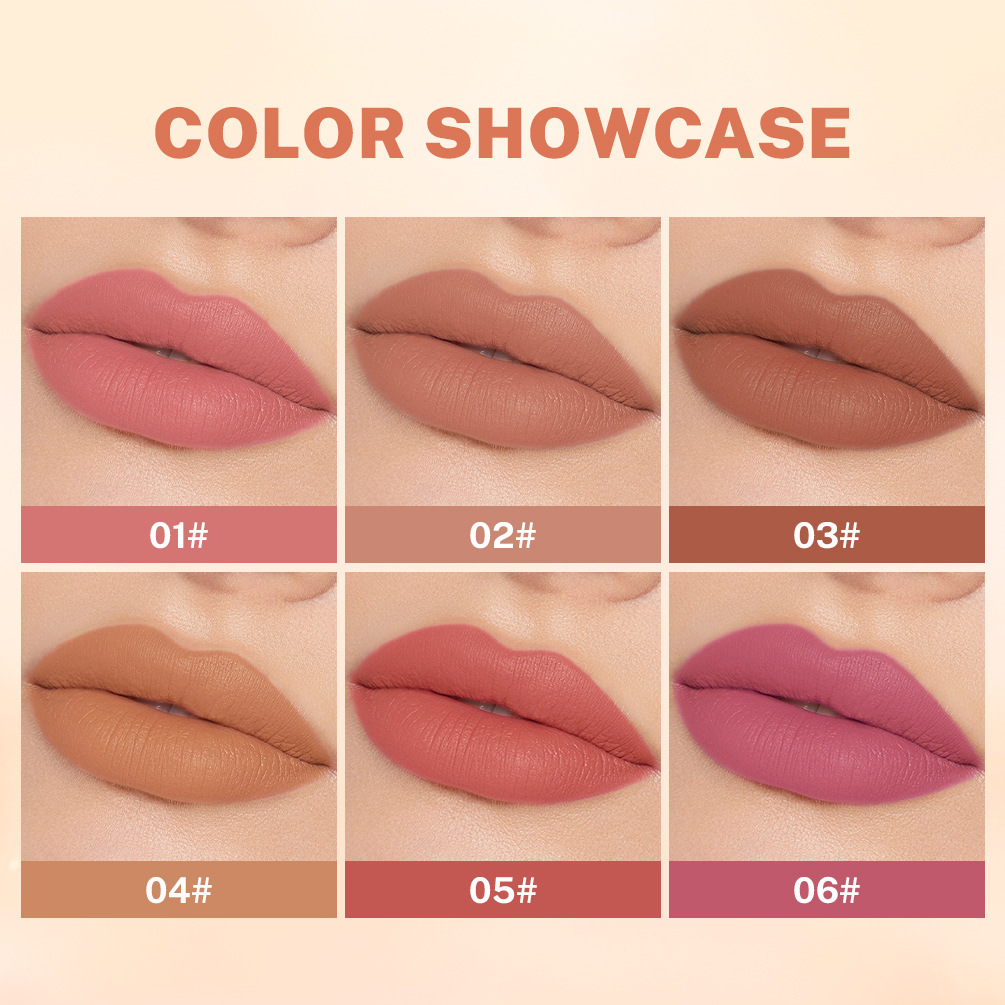 QIBEST Cross-border Smooth matte Lipstick is light, does not dry out and does not fade easily. It is a lipstick pen and makeup product in stock Application Scenario