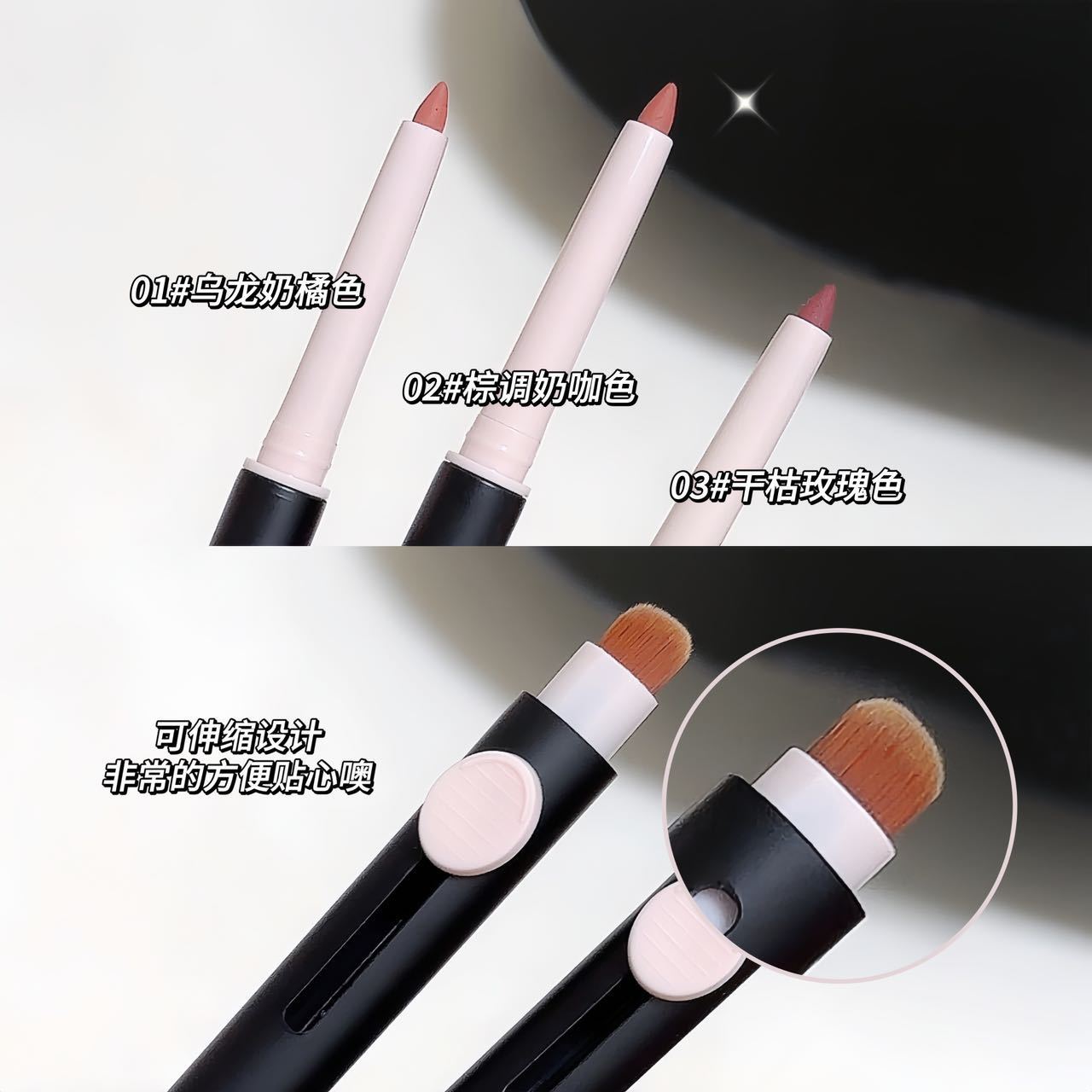 SWEET MINT Artist Lip Liner Pen and Lip Brush 2-in-1, naturally color and outline the lip shape, not easy to fade lipstick details Picture