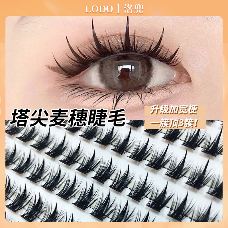 LODO's ten-row tower-pointed wheat ear eyes Barbie comic style thick, realistic and natural wide-stem false eyelashes details Picture