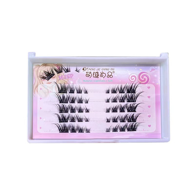 Mengjie Shangpin segmented slanting fox eye false eyelash Black fine stem European and American natural messy style single cluster style Item Picture