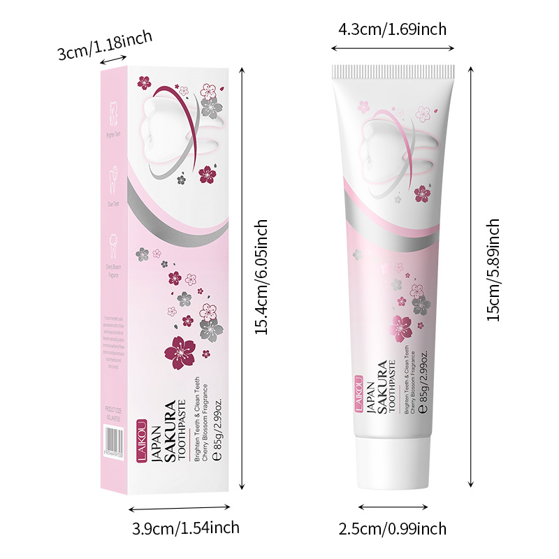Cross-border Laikou Sakura Toothpaste 85g freshens breath, removes stains and cleans teeth. Factory wholesale in stock Item Picture