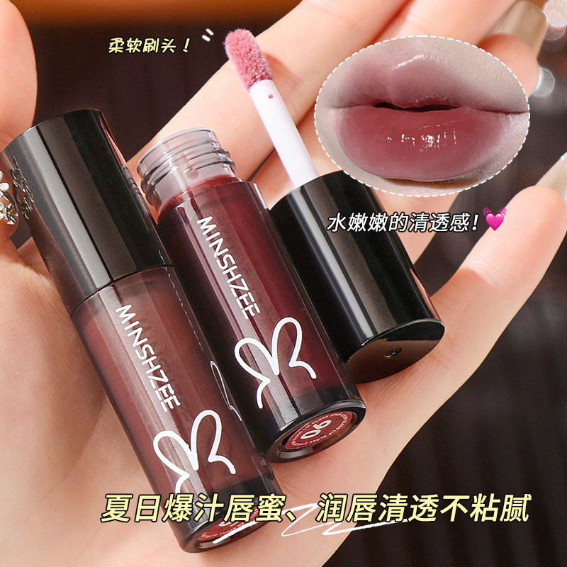 Mingxi Zhi Lip Gloss Mirror-finish Red Lip Gloss for Students, nude Lip Gloss for whitening, Honey Jelly, Plump lips, Mirror-finish Lip Gloss for cross-border use details Picture
