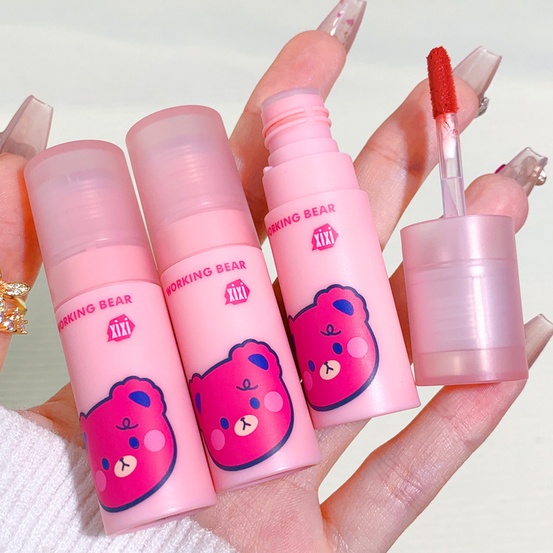 xixi Heartbeat Velvet Mist Air Lip Gloss, Cute Strawberry Bear Soft Mist Lip Mud, makes the lips look fair and tender in autumn and winter without showing lip lines details Picture
