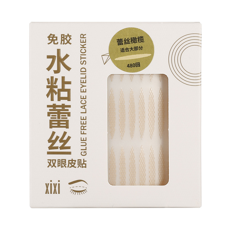 xixi Water-adhesive lace Double Eyelid stickers 480 times natural, seamless, super invisible, non-lifting edge water-spray self-adhesive eye stickers Item Picture