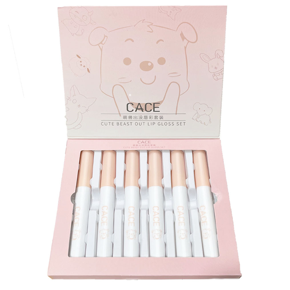 CACE~ Cute Beasts Appear Lip Gloss Set Matte Soft Mist Lip Gloss Coconut Flavor Lip Lotion Whitening Six-Pack Versatile Lipstick Item Picture
