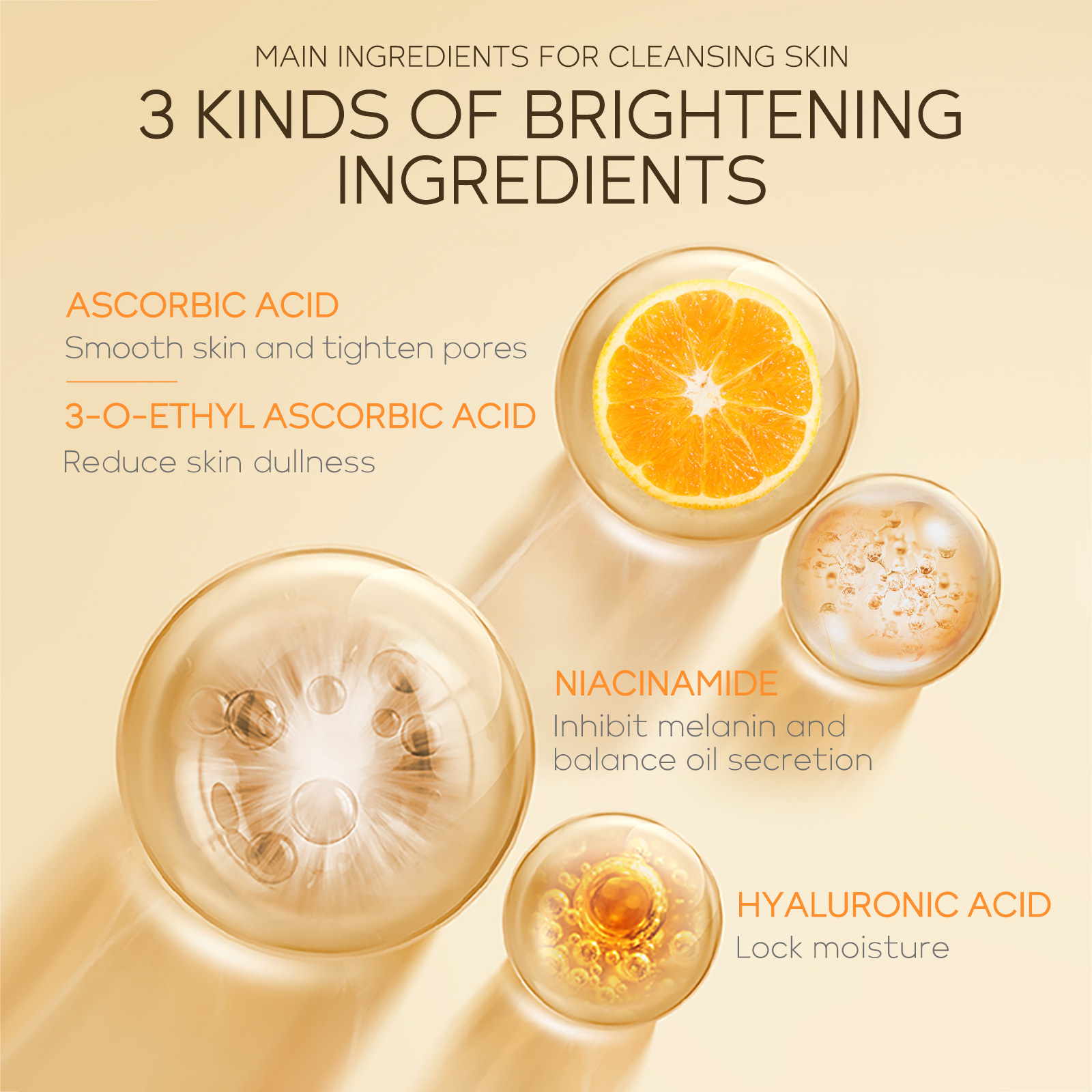 LAIKOU Vitamin C Cleansing Mousse 120ml New Packaging Facial Care Cleanser to clean pores Specification drawing