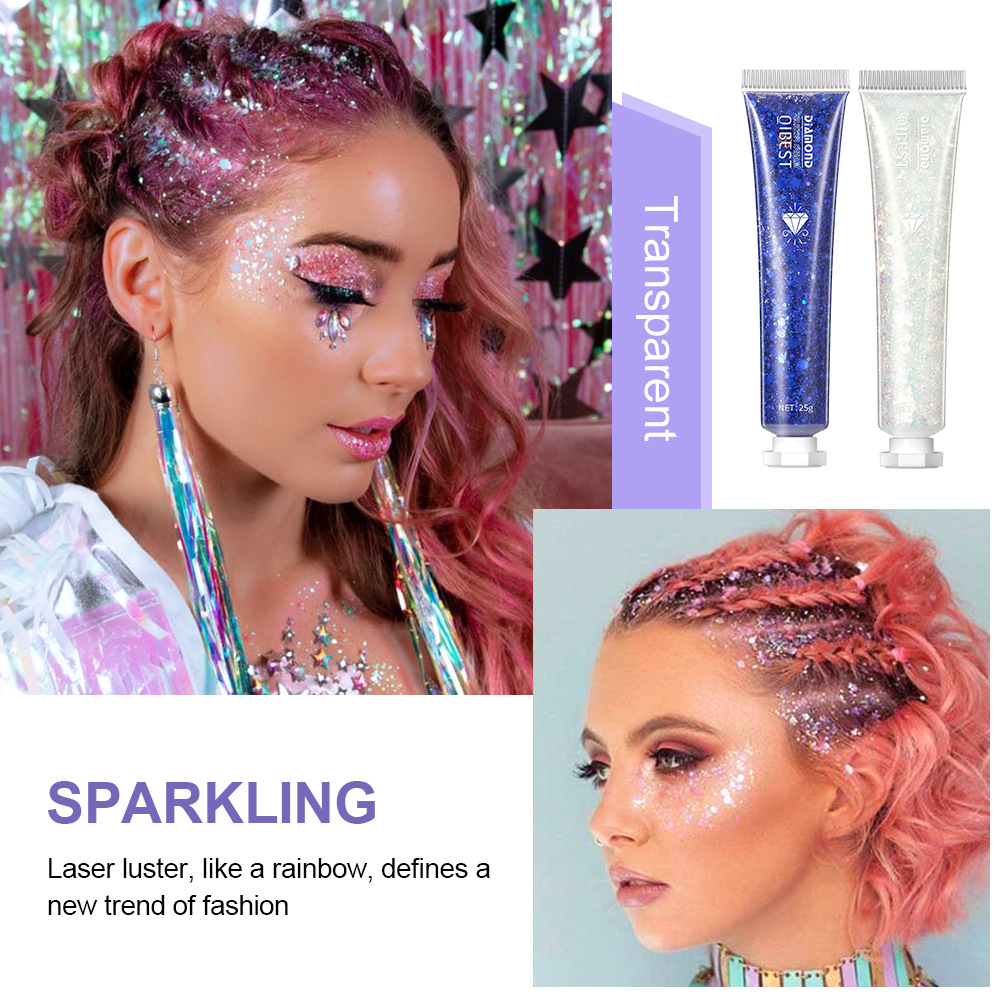 QIBEST Single-color Sparkling Eyeshadow Sequin Cream for Dazzling brightening of the Face and Body, Sequin Gel Stage Makeup Specification drawing