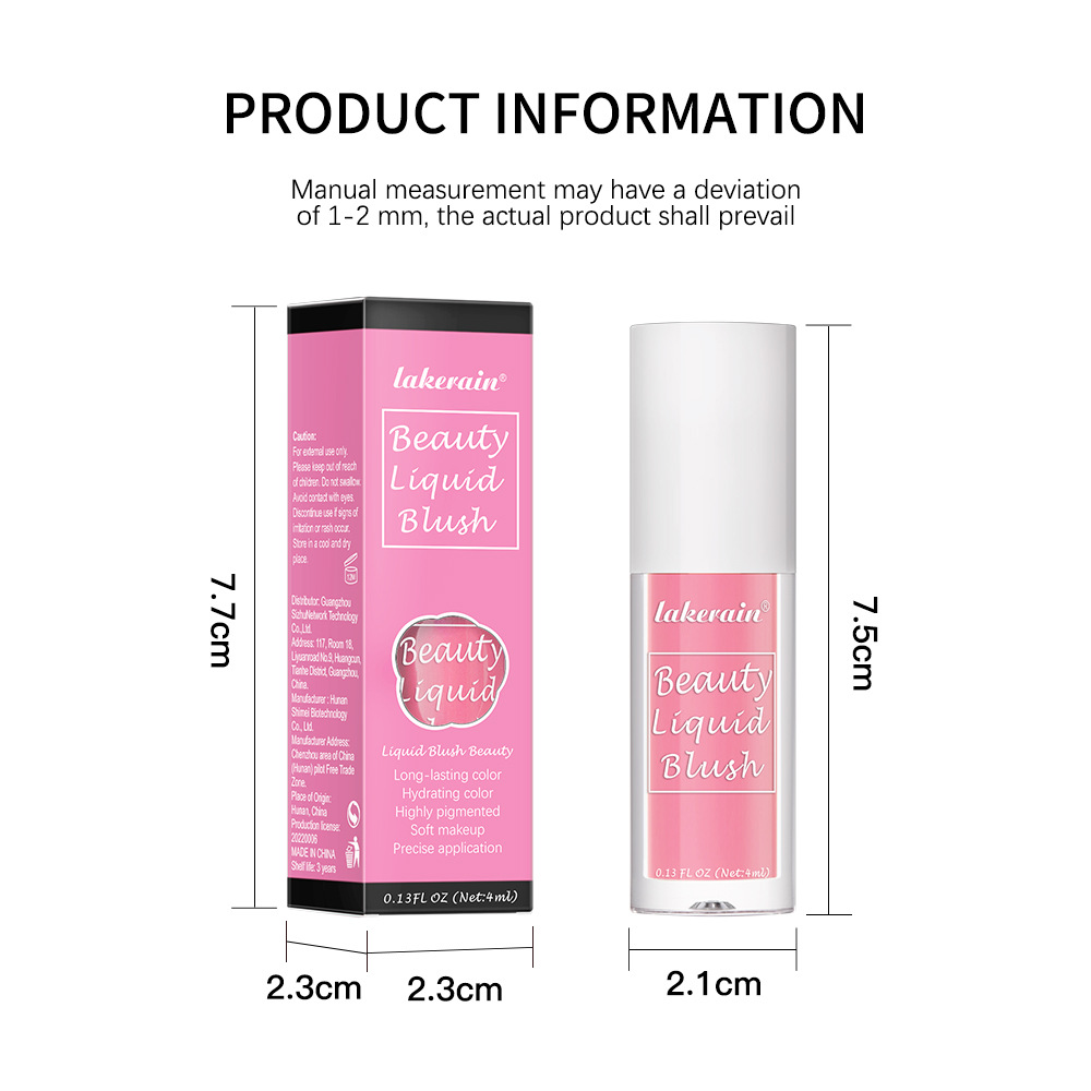 Lakerain Nine-color Liquid Blush is a natural, dazzling, long-lasting matte, smooth and delicate contour blush Item Picture
