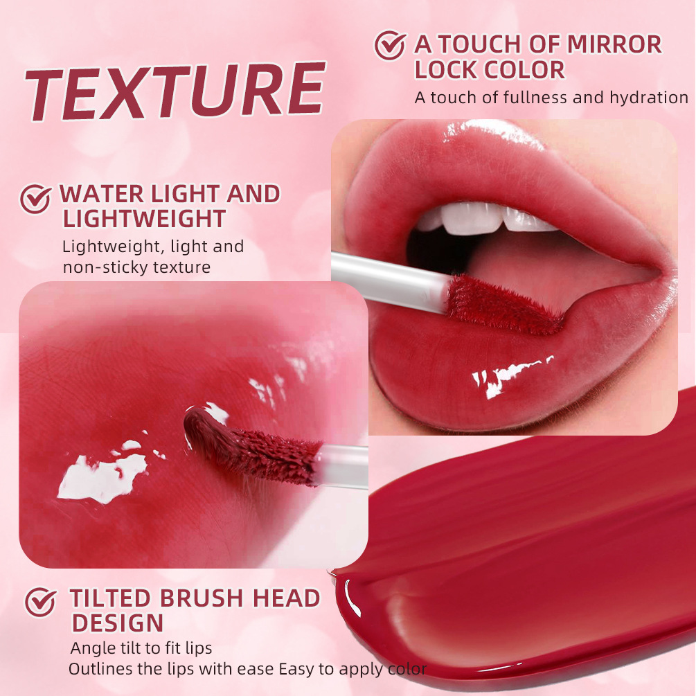 QIBEST Mirror Water Gloss Lip Gloss, Glass Pouty Lips, Moisturizing and Hydrating Lip Oil, Fair Lips, Red Lip Gloss, Wholesale Makeup Specification drawing