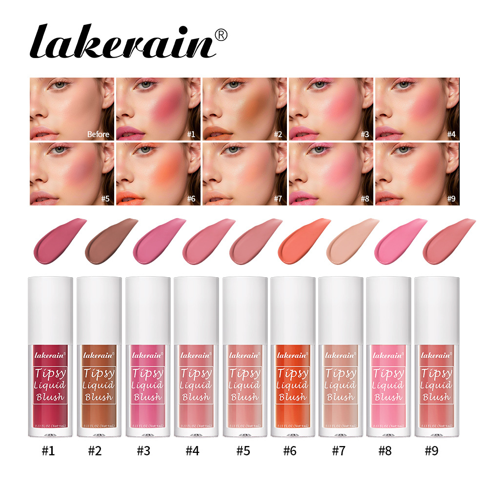 Lakerain Nine-color Liquid Blush is a natural, dazzling, long-lasting matte, smooth and delicate contour blush full figure