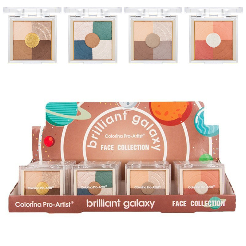 Wholesale of Korean-style cosmetics for teenage girls in stock with a heart-shaped "Bang Bang" four-color eyeshadow, blush, matte, fine glitter and contouring palette Application Scenario
