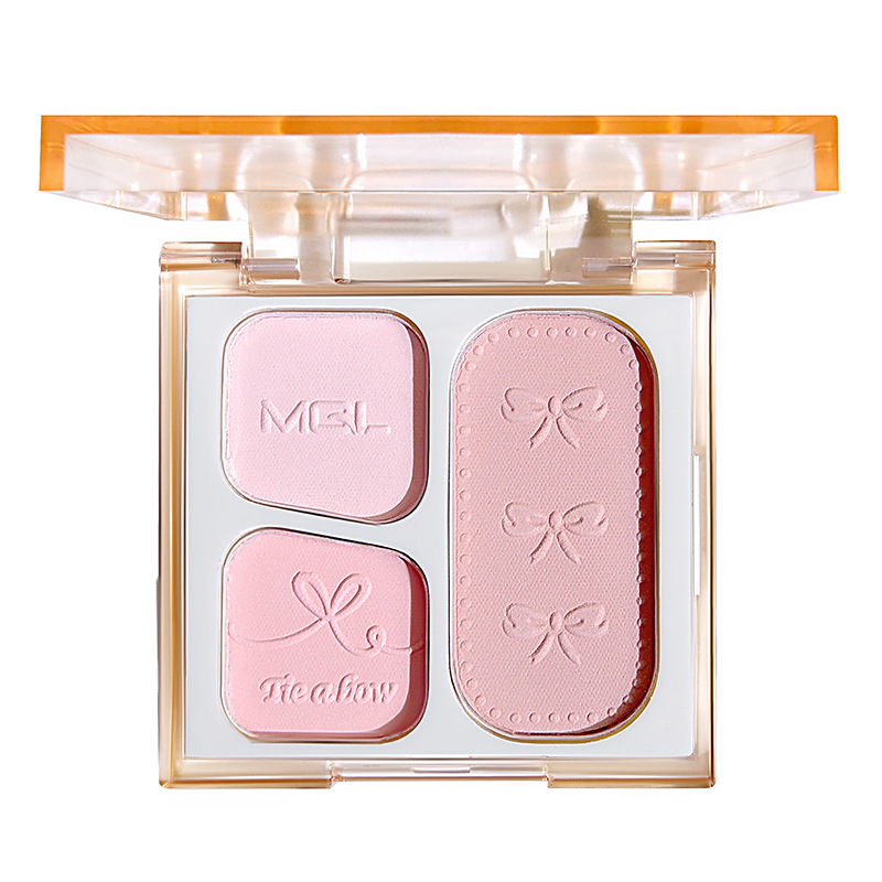 MGL Love Bow Three-Color Blush Shrink and Expand Color Blush Blue Brightening and Contouring Eye Shadow All-In-one Set Blush Cream Item Picture
