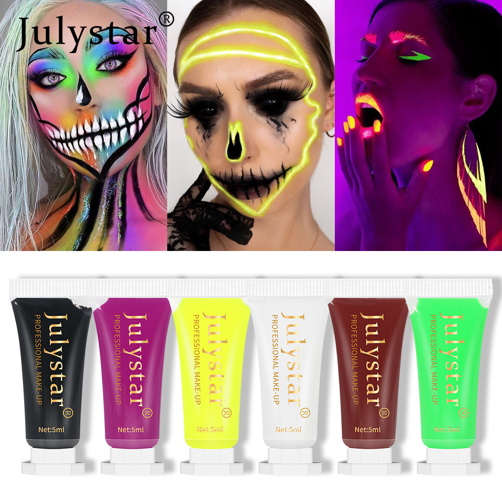 Julystar Halloween Human Face Painting Cream Dramatic Water-Soluble Fluorescent Graffiti Paint details Picture