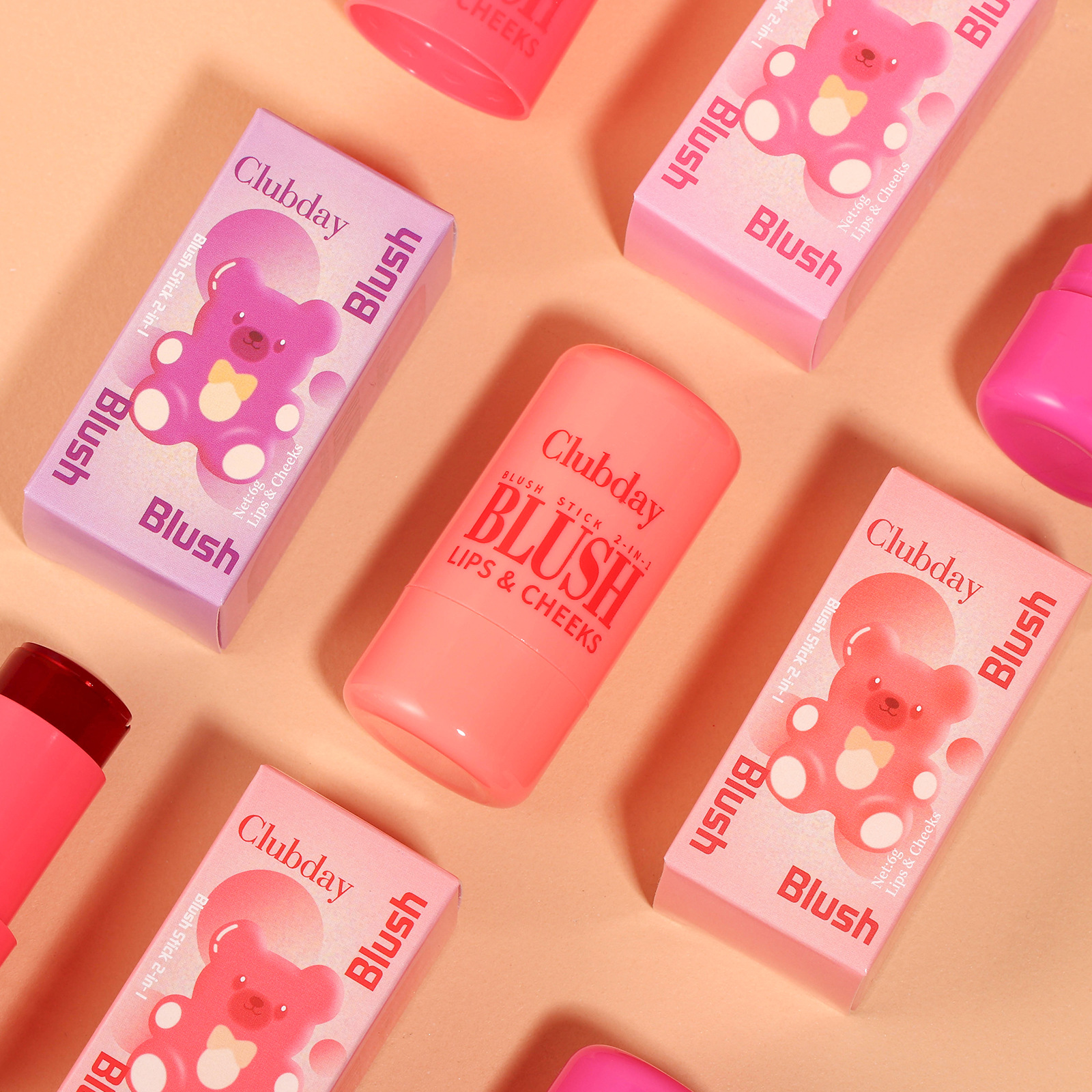 Clubday Multi-color Jelly Blush Stick, Q-bouncy fruit-flavored lip Dye stick, natural contouring lip gloss stick for both lips and cheeks Specification drawing