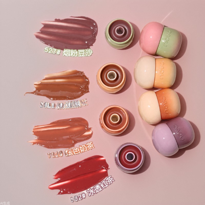 NOVO Hazelnut Moisturizing and Crystal-clear Lip Jelly hydrates, hydrates, moisturizes and reduces lip lines. Wholesale student affordable lip glaze full figure