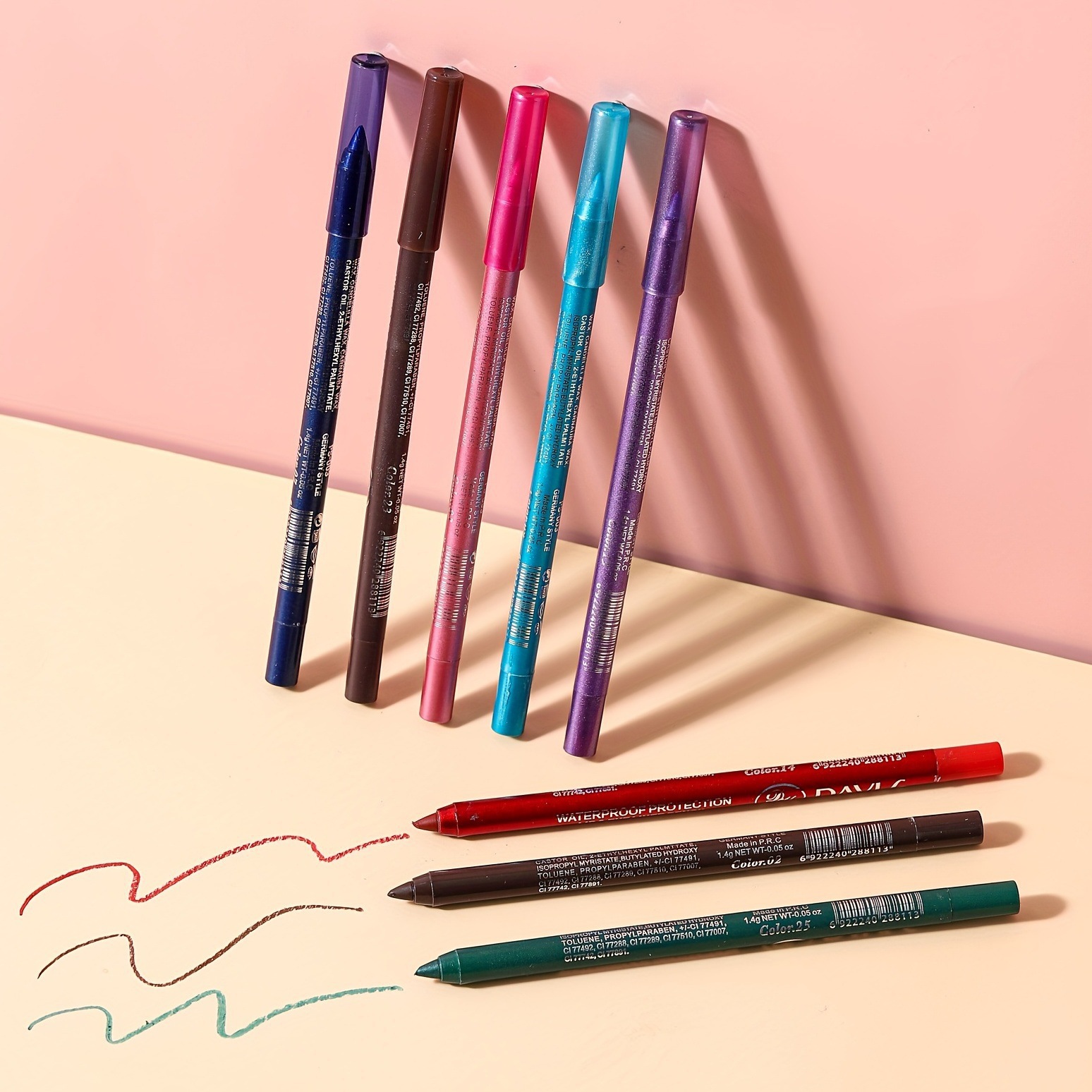 Multi-functional eyeshadow pen, single-color eyeliner pen, pearl glitter eyeliner gel pen, eye makeup pen Specification drawing