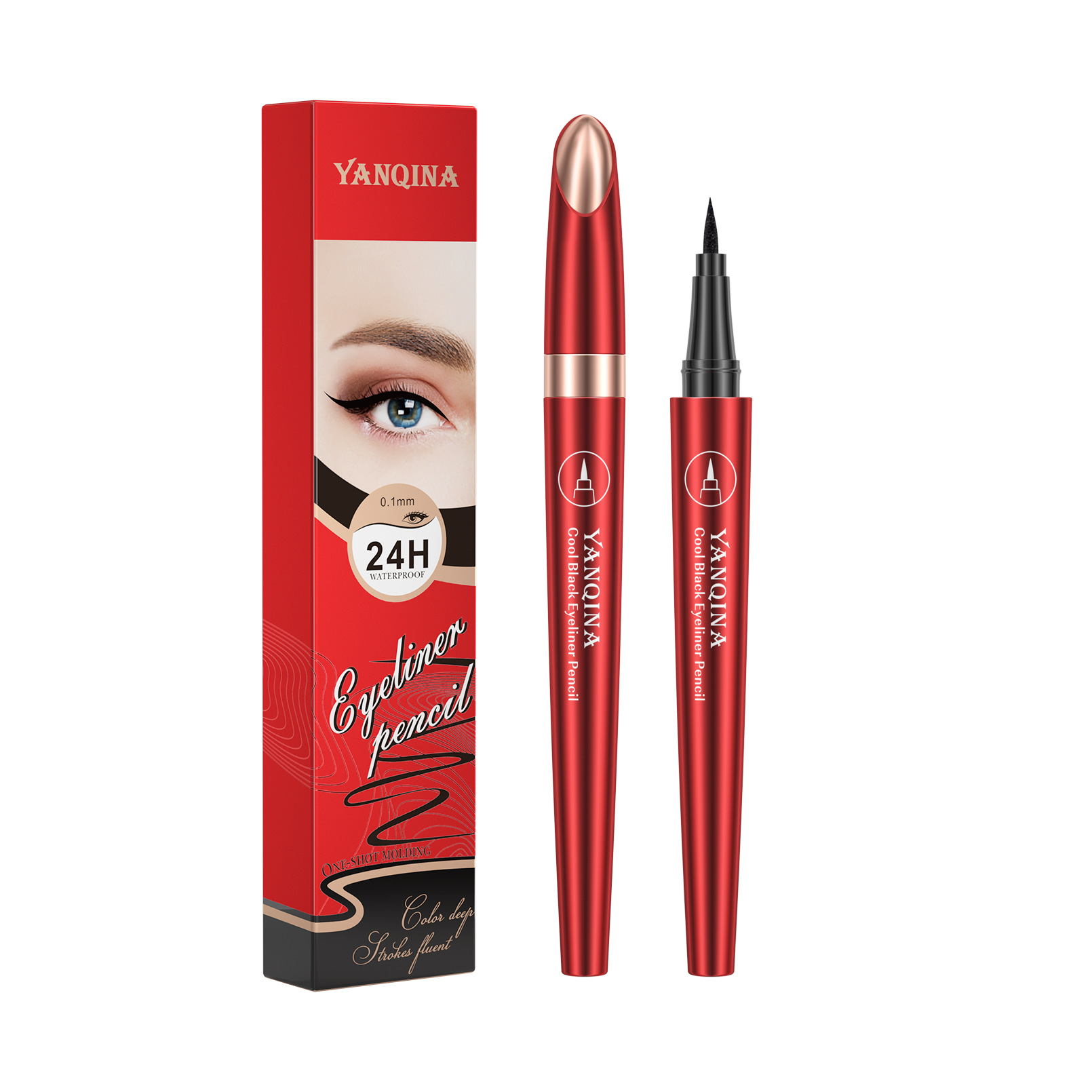 YANQINA 24H Quick-drying waterproof Eyeliner Pen, Eyeliner Ultra-fine liquid eyeliner pen, Cross-border makeup Item Picture