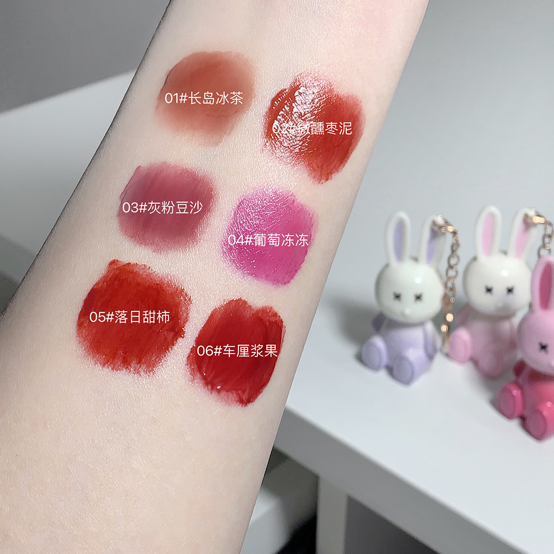 Gege bear Little Bear Cute Rabbit Water Light Lip Gloss Moisturizing Mirror Finish Dudu Lip Gloss Affordable Lipstick for students Specification drawing