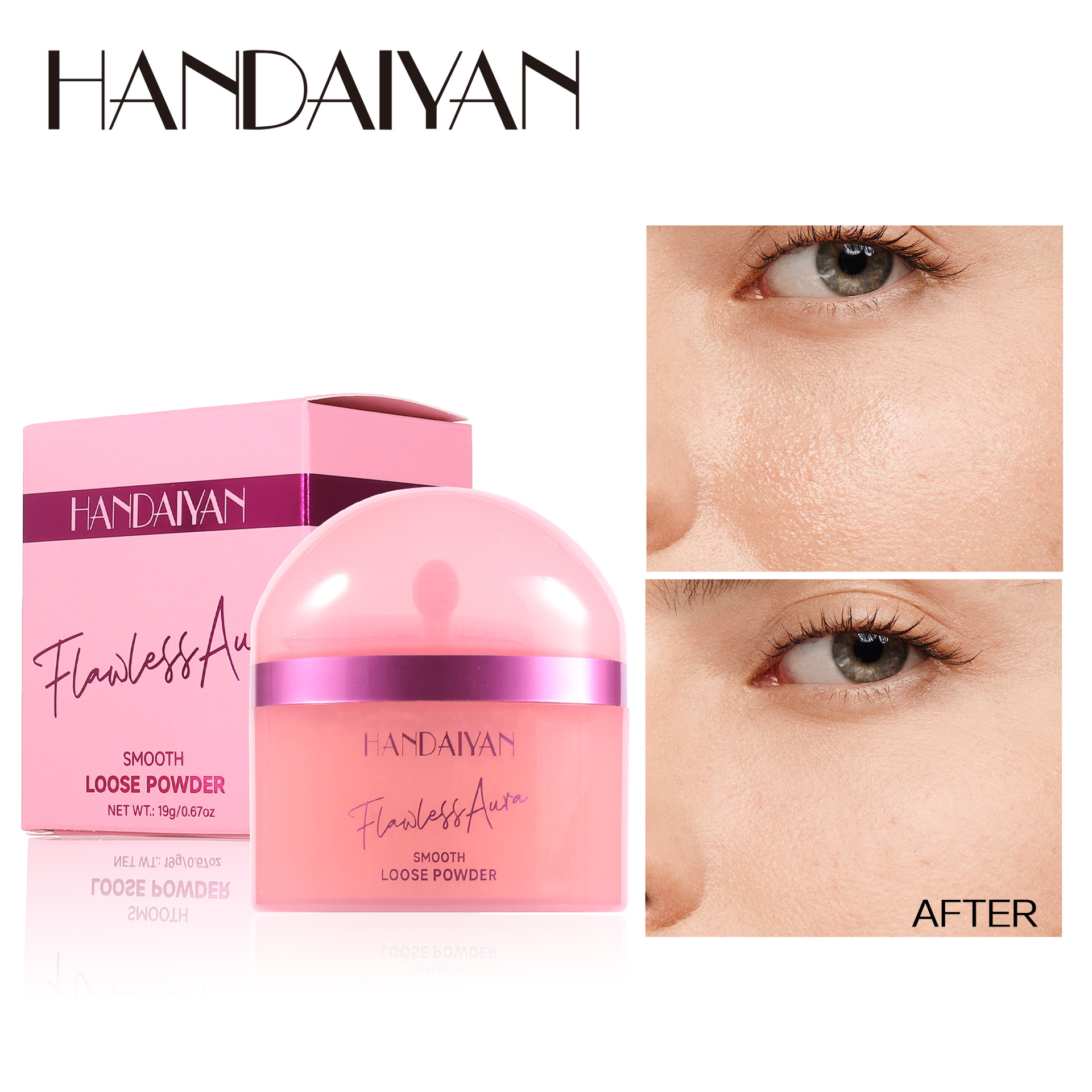 handaiyan Cross-border Setting Powder, oil-control powder compact, long-lasting, waterproof, matte, concealer, setting loose powder full figure