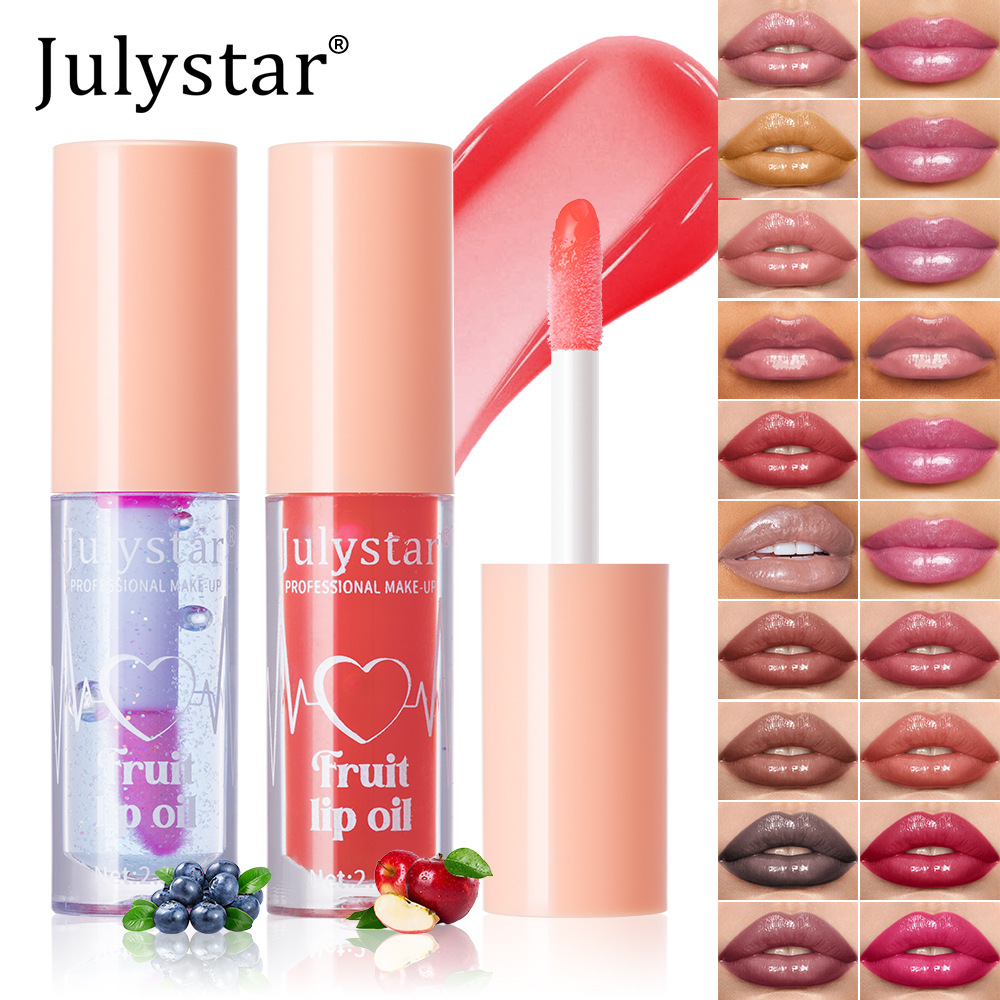 Julystar Fruit-Flavored Mirror Lip Gloss zirun Ten-color Set Water Gloss Lip Gloss Lipstick Wholesale details Picture