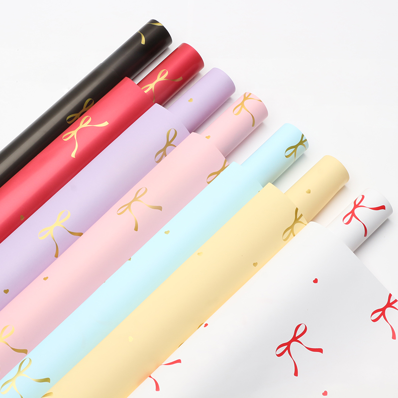 Heart-shaped knot flower wrapping paper, bow print bouquet wrapping paper, diy gift, flower shop floral art paper details Picture