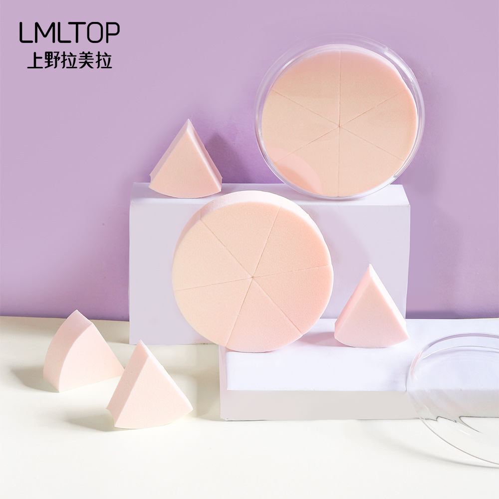 LMLTOP 6 pieces of makeup powder puffs soaked in water, large round sliced makeup puffs, wholesale beauty tools 214 details Picture
