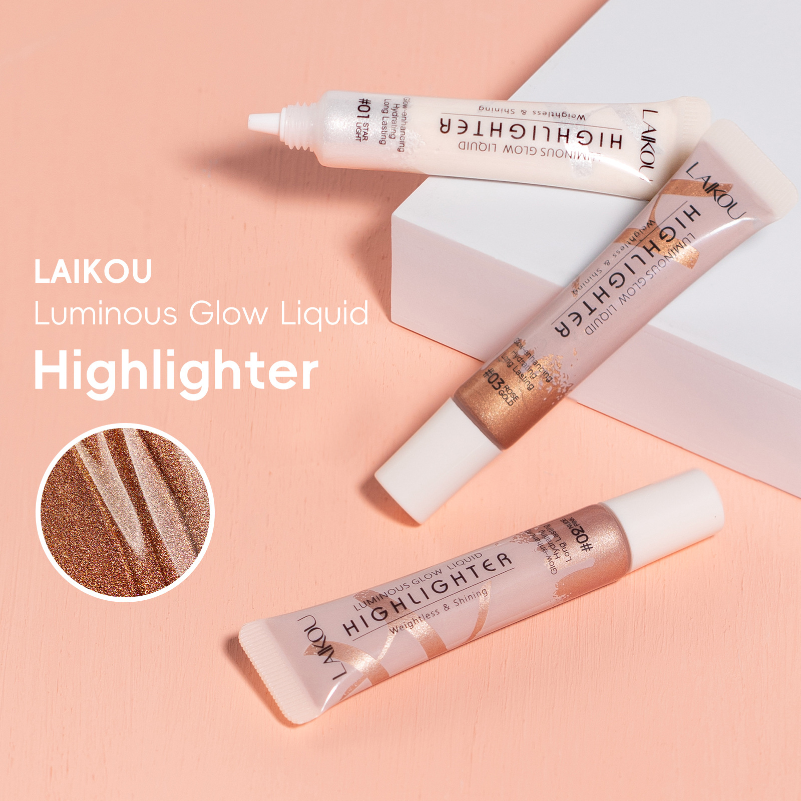 The cross-border three-color LAIKOU High-gloss Cream 10g (color box) is available for covering blemishes and facial contouring Specification drawing