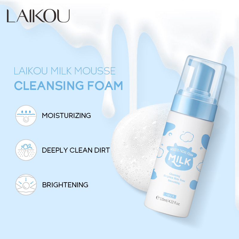 LAIKOU Milk Cleansing Mousse 120ml Pore-cleaning Skin Care products wholesale temu Shrimp Peel Cross-border full figure