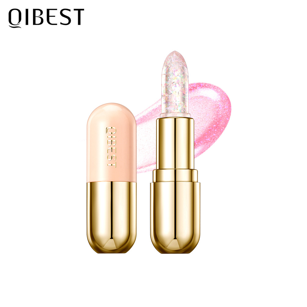 QIBEST Sparkling Jelly Thermochroma Lipstick Hydrates and moisturizes, reduces lip lines, prevents dryness and cracking, and does not stick to cups or change color Item Picture