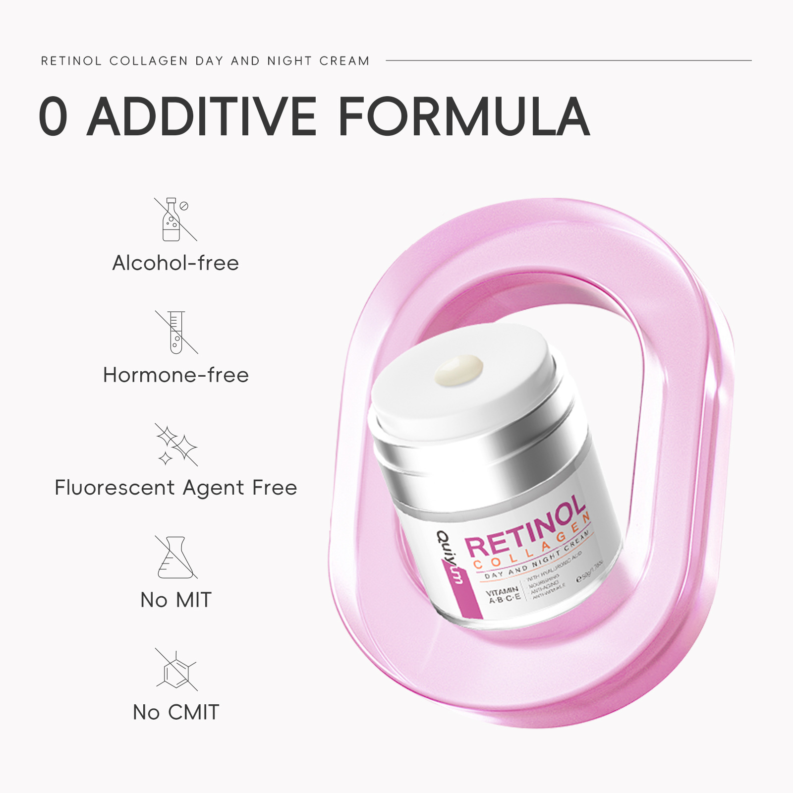 Cross-border QUIYUM Retinol Collagen Day and Night Cream 50g English Hydrating Moisturizing Cream manufacturer Specification drawing